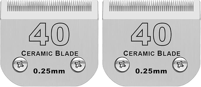 40# Detachable Dog Blades Compatible with Andis/Oster A5 Grooming | Compatible with wahl km10 dog clipper,Cut Length 1/100"(0.25mm),Made of Ceramic Blade & Stainless Steel Blade