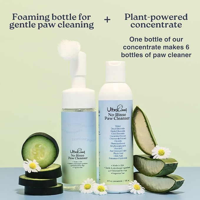 Dog Paw Cleaner | Concentrated Formula Makes 6 Bottles | Fragrance-Free | Cleans Paws from Mud, Dirt, Allergens | Made in USA