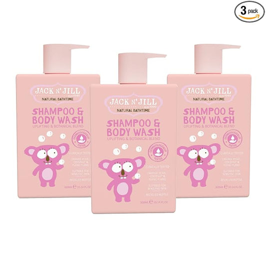 Jack N' Jill Natural Bathtime Kids & Baby Shampoo and Body Wash - Suitable for Sensitive Skin, Dermatologically Tested, Color and Soap Free, Cruelty Free, Vegan - 300 mL Bottle (Pack of 3)