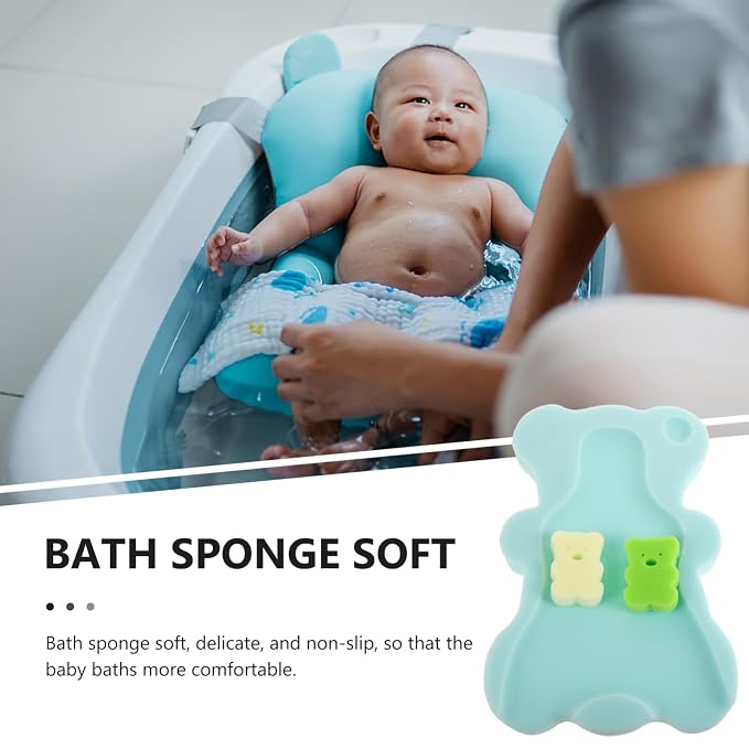 Totority Newborn Bath Seat Baby Bath Pad with Sponge Support Non Slip Baby Support for Tub and Sink Breathable Machine Washable Infant Sponge Mat 19.68 X 11.81 X 1.57 in