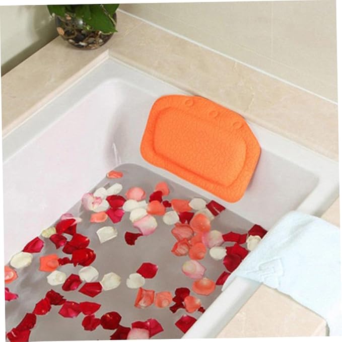 Angoily Bath Pillow with Suction Cups Bathtub Pillow Headrest Sponge Cushion for Head and Neck Support Waterproof Lightweight Washable Spa Accessory for Relaxing Soak 12.20 X 8.26 X 0.78 in