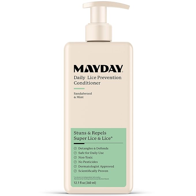 MAYDAY Lice Fighting Conditioner – Sandalwood & Mint – Non-Toxic, No Pesticides – Stuns & Repels Lice – Scientifically Proven Defense – 12.1oz (360ml)