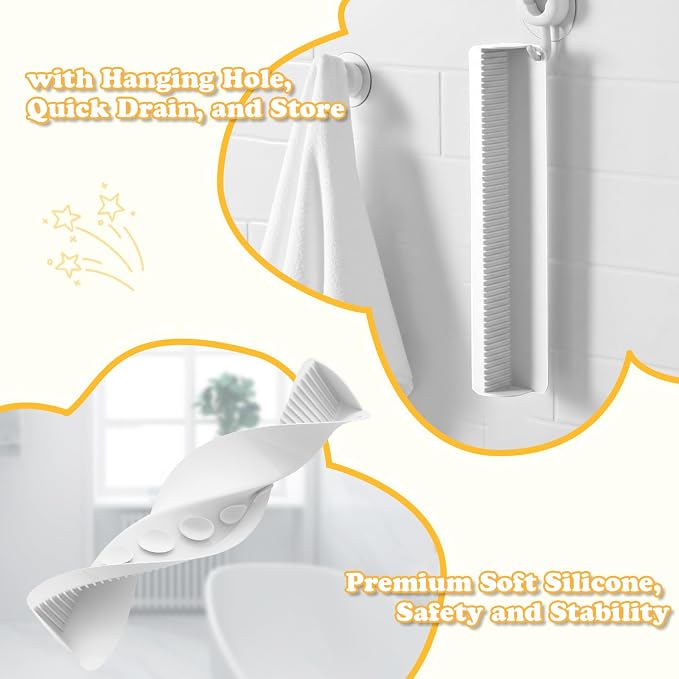 AGPTEK 24 Inch Bathtub Splash Guard with 10 Suction Cups, Silicone Tub Water Splash Guard for Bathtub, Bath Toy Tray Holder Play Shelf for Kids, Universal for Bathroom, Kitchen Sink (White) | Silicone Tub Water Splash Guard for Bathtub, Bath Toy Tray H...