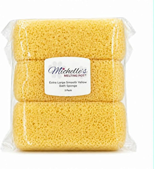 XL Smooth Yellow Foam Bath Sponge Shower Sponge Michelle's Melting Pot (3 Count)