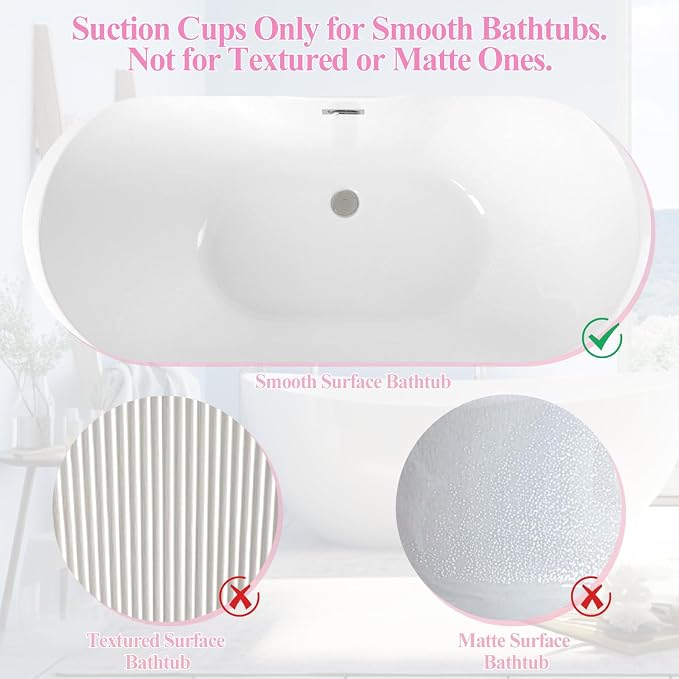 Crossing King Bubble Bath Mat Tub Spa Massager, Portable Spa Bubble Bath Massager with Upgraded Powerful Suction Cup, Electric Air Pump, Pillow and Remote Control for Relaxation 45 * 17in (Pink)