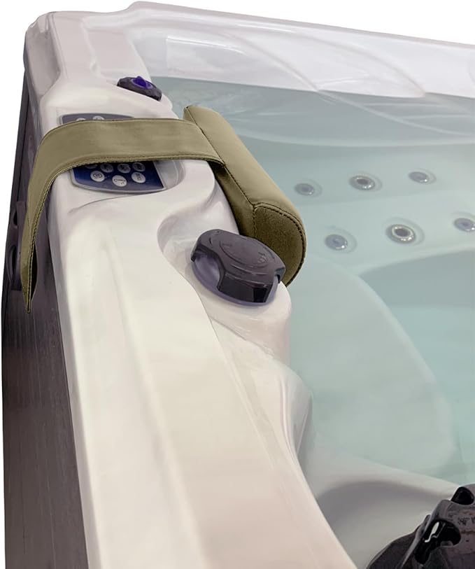 Poolzilla Universal Beige Spa Pillow, (2 Pack) Made of Soft Foam for Outdoor Hot Tubs and Chaise lounges - Adjustable Headrest and Weighted that Fits Any Spa