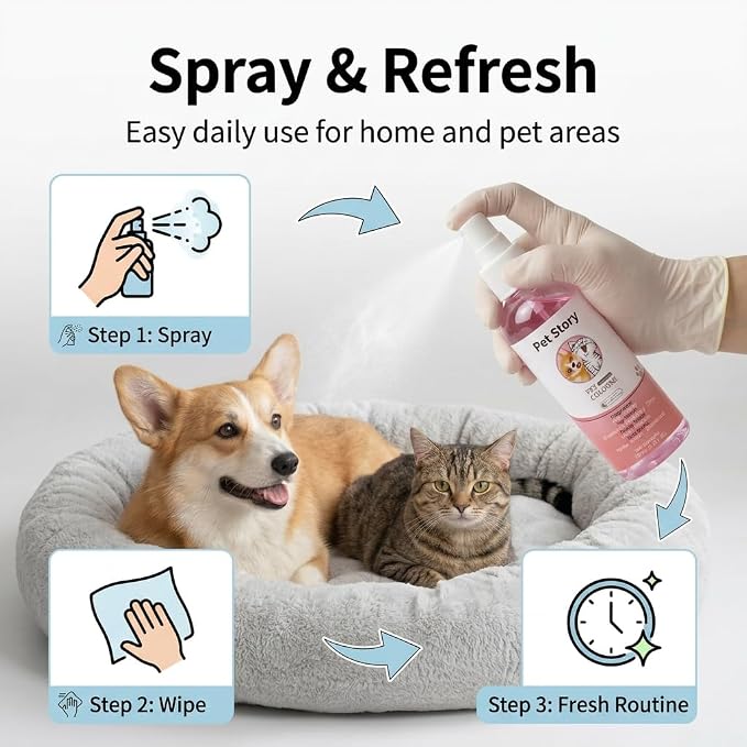 Dog Cologne & Pet Perfume Spray (Strawberry Vanilla) - Deodorizing Dog Deodorant Spray & Odor Eliminator for Dogs & Cats - Infused with Aloe Vera & Castor Oil Grooming Mist, 3.38 fl oz