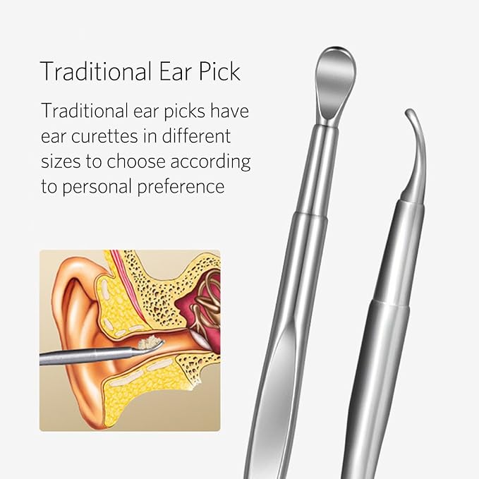 8 Pcs Ear Pick Earwax Removal Kit, Geengle Ear Cleansing Tool Set, Ear Curette Ear Wax Remover Tool with a Cleaning Brush and Storage Box