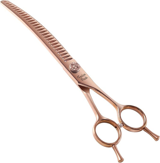 Professional Dog Grooming Scissors Pet Curved Chunker Shears 7.0'' Extremely Sharp Blades 440C Steel Thinning Scissors Durable Smooth Motion & Fine Cut for Dogs and Cats
