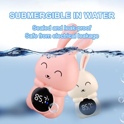 Baby Water Temperature Thermometer, Digital Thermometer with Easy to Read Screen, Suitable for Adults Babies Children & Toddlers, Cute Bath for Bathtub(Bunny Pink)