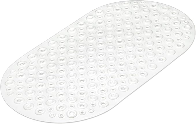DecorRack Oval Bathtub Mat, Non-Slip PVC Shower Mat with Safety Suction Cups, Latex Free Quick Draining Design, 27 x 15 inches