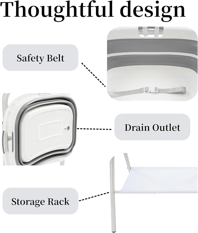 2 in 1 Dog Bathtub Small Pet Bathtub with Stand, Foldable Pet Bath with Drainage Tube, Portable Dog Washing Station for Small Dogs Cats, Indoor & Outdoor, 110.23lbs Load, 26'' L×16.5‘’ W×38.8'' H