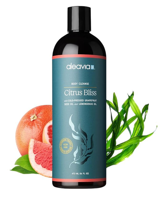 Aleavia Citrus Bliss Body Cleanse – Organic & All-Natural Prebiotic Body Wash, Scented with Pure Essential Oils – Nourish Your Skin Microbiome – 16 Oz.