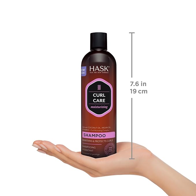 HASK Curl Care Shampoo + Conditioner Set with Coconut and Argan Oil | For Curly Hair, Sulfate-Free, Paraben-Free, Gluten-Free, Vegan, Cruelty-Free, Color Safe | 12oz each