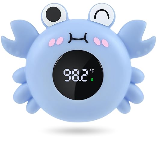 Baby Bath Thermometer Tub Water Temperature Thermometer for Bathtub Crab Newborn Baby Safety Floating Tub Toy Gift for Toddlers, Girls, Boys, Infants 1 2 3 4 Years Old