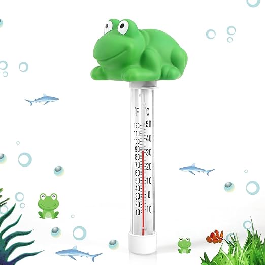 Floating Pool Thermometer, Large Display with String Easy to Read, Shatter Resistant, Water Temperature Thermometer for Outdoor & Indoor Swimming Pools, Spas, Hot Tubs,Ice Bath & Aquariums (Frog)