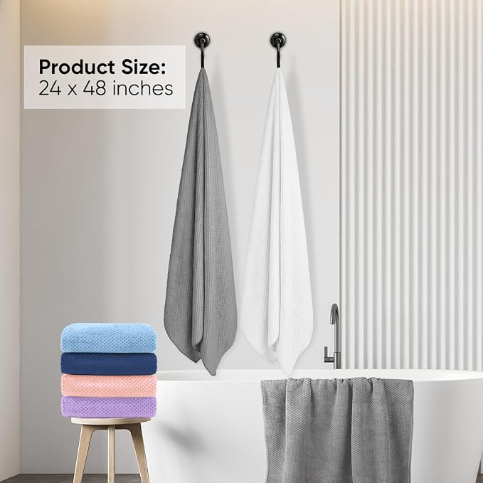HOMEXCEL 6 Pack Bath Towel Set, (24 x 48 Inches) Microfiber Ultra Soft Highly Absorbent Bath Towels, Lightweight and Quick Drying Towels for Hotel, Bathroom, Spa and Beauty Parlor, Multicolor