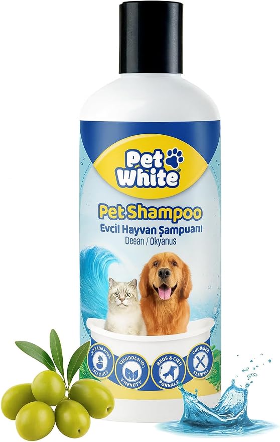 Pet White Dog Shampoo, Ocean Scent, Deodorizing & Nourishing Formula for Dogs & Cats, 16.9 Fl Oz
