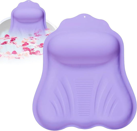 Luxury Silicone Bath Pillow for Tub, New Cloud-Soft 4D Air-Cushion Bathtub Pillow for Head and Neck & Back Support, Strong Suction Cups, Waterproof Quick-Dry Bathtub Headrest (Purple)
