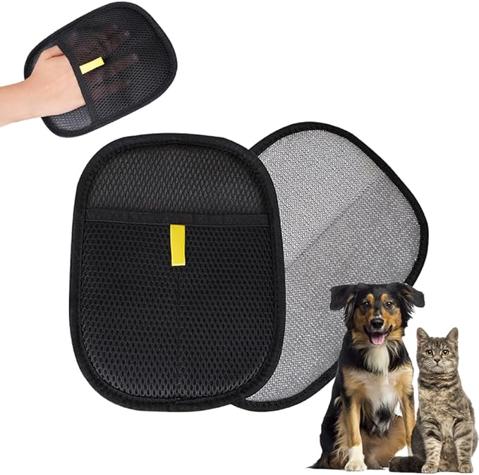 Pet Hair Removal Glove for Cats & Dogs – Reusable Electrostatic Dog & Cat Hair Remover, Fur Removal Tool for Laundry, Couch, Furniture, Carpet & Car Seat (1 Pack, Black)
