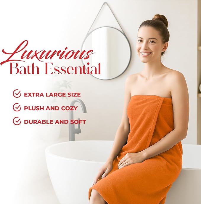 RIVERSIDE Pack of 1 Jumbo Bath Sheet 40 x 80 Inches - Extra Large Bath Towel, Super Soft & Highly Absorbent, 100% Cotton Quick Dry, Perfect to Wrap Yourself in - Orange