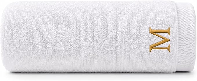 Personalized Bath Sheet Towel for Spa, Pool, College Dorm - Customized Jumbo Towel Oversized- Super Soft, Highly Absorbent Turkish Cotton - Monogrammed Towel (White, Bath Sheet Oversized 1pc)