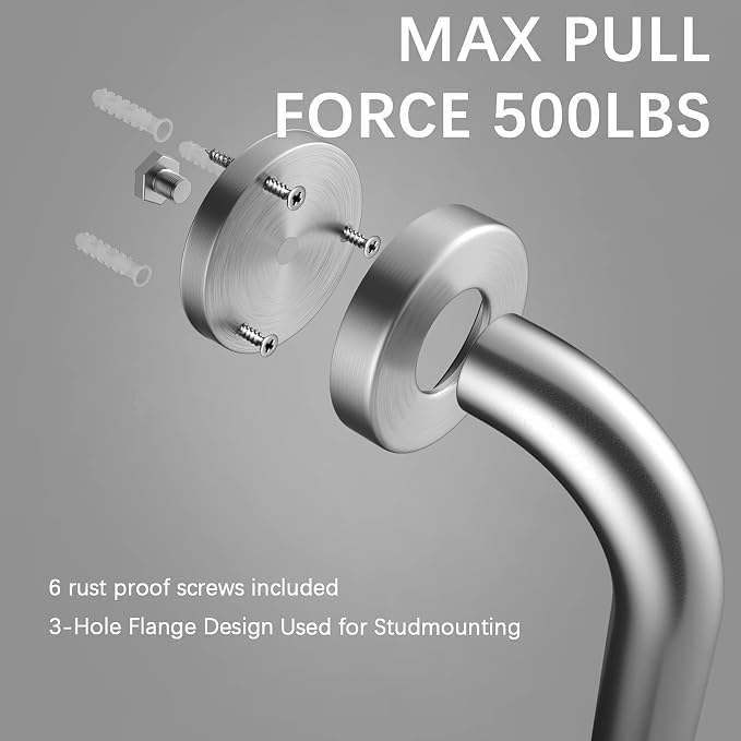 12 Inch Satin Brushed Nickel Shower Grab Bar - 1" Diameter, iMomwee Stainless Steel Bathroom Grab Bar Handle, Balance Bar for Shower and Wall, Safety Hand Rail Support, Handicap Elderly Assist Handle