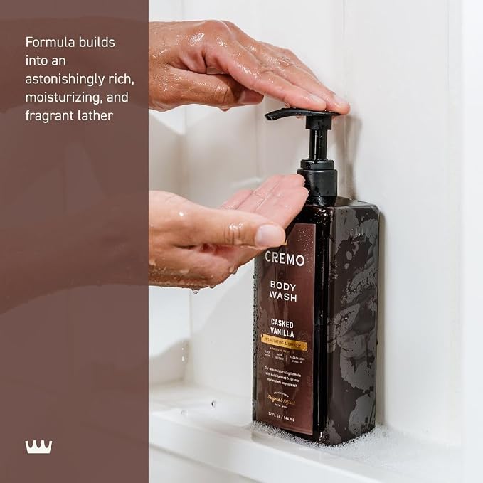 Cremo Rich-Lathering Casked Vanilla Body Wash for Men, 32 Fl Oz