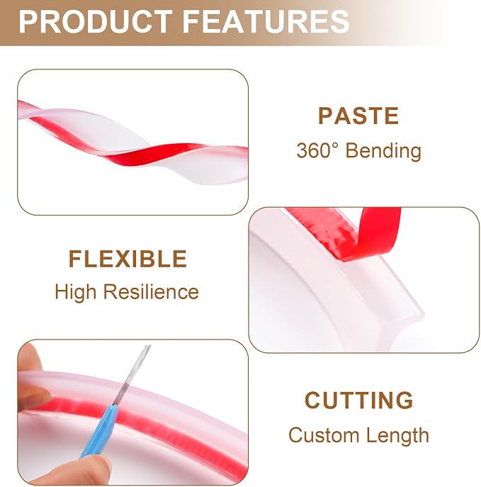 39Inch Shower Threshold Water Dam, Self-Adhesive Silicone Shower Barrier Seal Strip for Bathroom Tub & Kitchen, Under Door Splash Guard, Water Stopper for Dry Wet Separation, Caulk Edge Tape