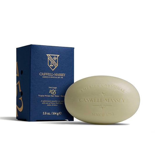 Caswell-Massey RÒS Natural Bar Soap for Men, Moisturizing Body Soap Bar for All Skin Types, Made with Essential Oils & Plant-Based Formula for Soft Skin, Made in USA, 5.8 oz