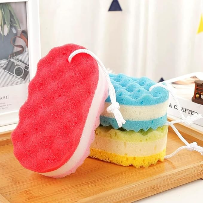 Pack of 3 Exfoliating Foam Sea Sponge Natural Feel Soft Bath Sponge Body Shower Sponges for Women Men (Extra Large Size)