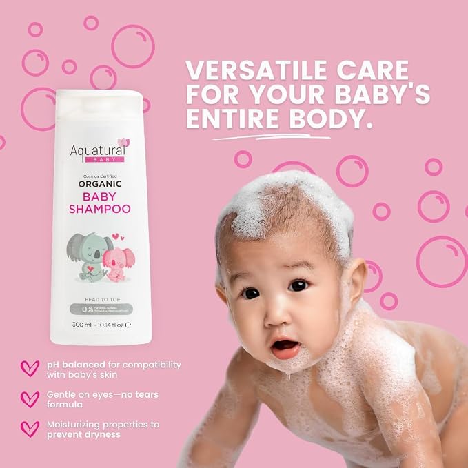 Organic Baby Shampoo, 10.14 Fl Oz | Plant-Based, Vegan & Gentle, Moisturizing, For Newborn and Toddler, Suitable for All Skin Type