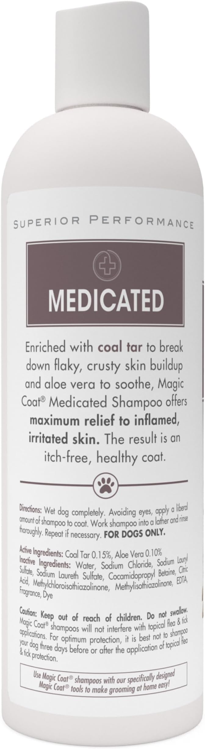 Four Paws Magic Coat Medicated Shampoo for Dogs with Coal Tar, Moisturizing Dog Wash for Itchy Dry Skin, Dog Grooming, Classic Clean Scent, 16 Ounce