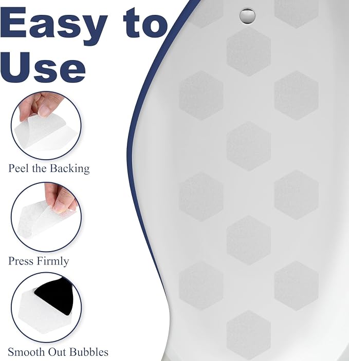 Gecork 14 PCS Shower Floor Non Slip Stickers with Strong Adhesive, Invisible & Durable Anti Slip Shower Stickers with Scraper for Bath Tub, Pools and Stairs, Clear, Hexagonal
