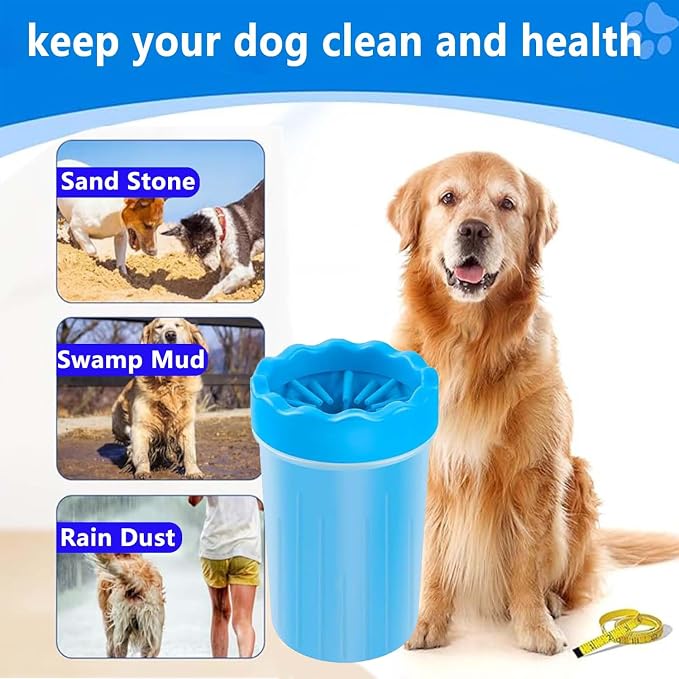 Dog Paw Cleaner,Washer,Pets Foot wash Cup-Pet Foot Cleaner for Small Medium Large Breed Dogs/Cats Pet Clean Paws Miracle Portable Tool(with 1 Towel& 1Brush) Blue