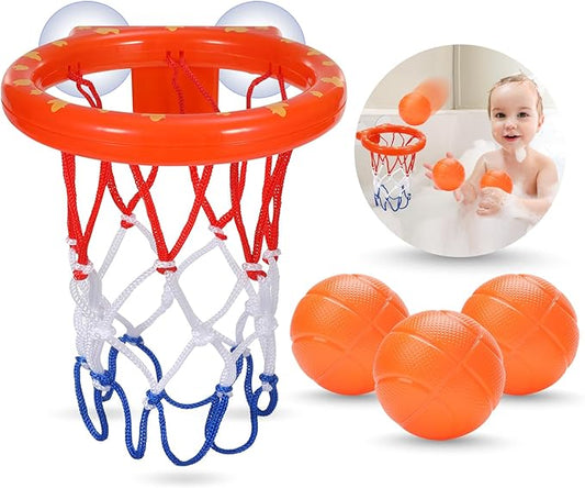 KSABVAIA Bath Toys - Bathtub Basketball Hoop for Kids Toddlers - Bath Toys Shower Toys for Kids Ages 4-8,Suction Cup Basketball Hoop & 3 No Hole Balls Set for Boys Girls
