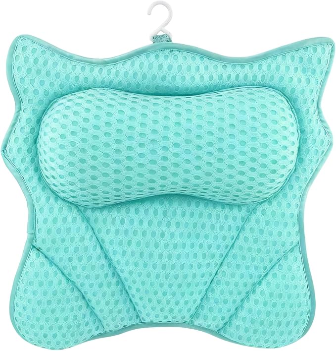 Bath Pillow,Ergonomic Bathtub Pillows for Tub Neck and Back Support,with 6 Powerful Suction Cups,Provide Shoulder and Back Relaxing,Bath Accessory,Fits All Types Bathtub(Blue)