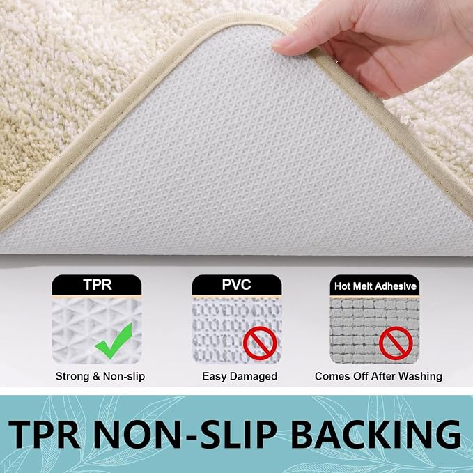 Arotive Microfiber Bathroom Rugs, Shaggy Soft and Absorbent Bath Rug, Thick Plush Machine Washable Dry Bath Mats for Bathroom, Tub and Shower, 45x27, Light Beige, Rectangular
