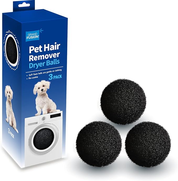 Grand Fusion Pet Hair Remover Dryer Balls, Dog and Cat Hair Remover, Lint Remover, Rid Clothes and Laundry of Lost Hair, Pack of 3