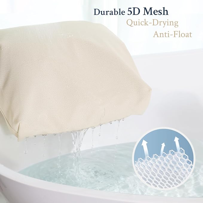 Luxury Bathtub Pillow, Skin-Friendly Cushion, Support Back, Neck & Head, Non-Slip, Adjustable Thickness Fits All Tub, Washable & Quick-Drying - Gift for Christmas Birthday Mother’s Day