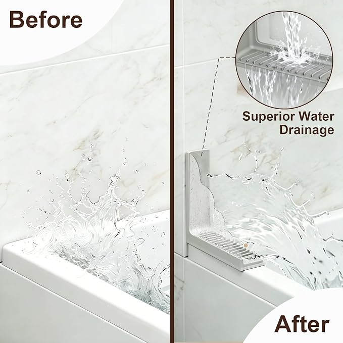 Shower Splash Guard Kit, Bathtub Shower Water Splash Guards, Silicone Waterproof Self-Adhesive Shower Corner Guards to Keep Water in Shower or Bath, Pack of 2(Beige)
