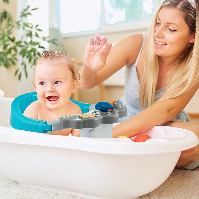 Baby Bath Seat for Babies 6 Months & Up with Toy Tray,Non-Slip Suction Cup Baby Bath Chair for Babies Sitting Up (White)