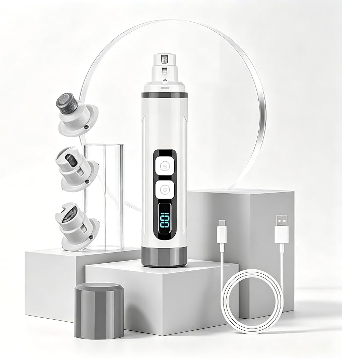 Dog Nail Grinder Quiet- 3-Speed Dog & Cat Nail Grinder with LED Light & Battery Display & Upgrade Grinding Head - Painless Nail Trimmer Dogs, Thick Nails, and Sensitive Paws | Dog Nail Grinder Quiet- 3-Speed、LED Light & Battery Display 、Upgrade Grindin...