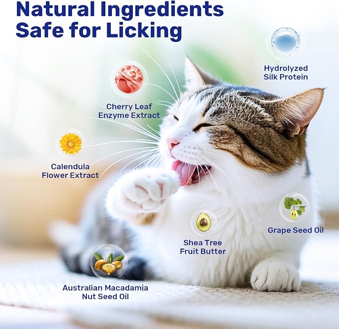 Waterless Cat Shampoo - No Rinse Foam Cat Bath | Licking Safe Dry Shampoo for Dander Reducing | pH Balanced (7 oz) for Kitten Sensitive Skin | Deep Cleansing Relieves Itchy Skin & Shedding