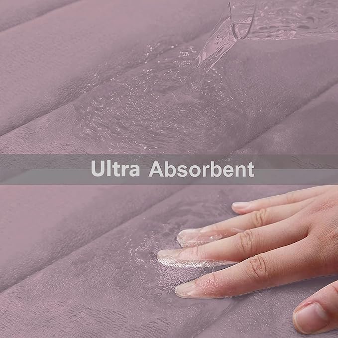 Buganda Memory Foam U-Shaped Contour Toilet Rugs, Absorbent, Thick Soft Washable Bathroom Mat, Floor Carpet Bath Rugs Mat for Toilet Base (24" x 20", Mauve)