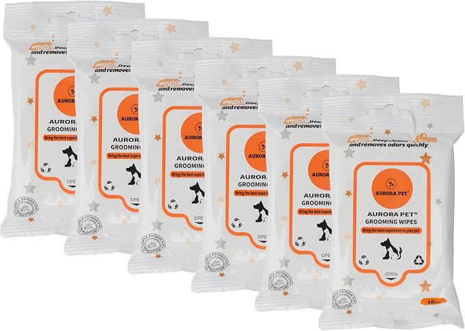 Aurora Pet Wipes – 100% Natural, Plant-Based Hypoallergenic Grooming Wipes for Dogs & Cats (60-Count Travel Pack)