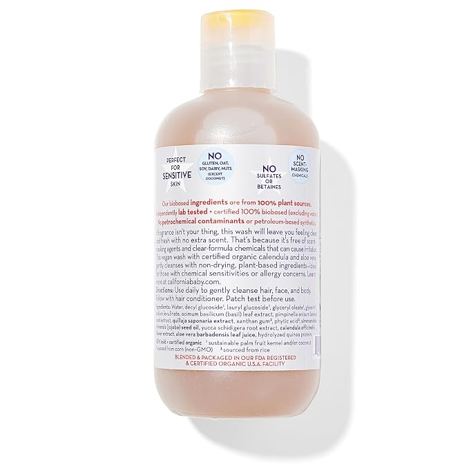California Kids Shampoo + Body Wash | Super Sensitive Unscented | Gentle Skin Care for Kids + Teens | 100% Plant-Based | Hypoallergenic | 8.5 oz