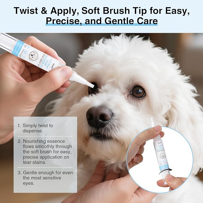 Tear Stain Remover Pen for Dogs & Cats – Aloe Formula Gentle Eye Cleaner with Soft Tip for Easy Use – Especially for White Dogs – Dog Eye Drops Alternative – Safe for Daily Use