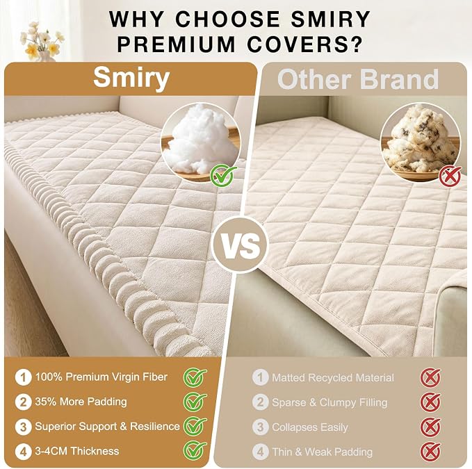 Smiry Couch Cover for Dogs, Non Slip Washable Pet Sofa Protector for Large Dogs, Cats, Fuzzy Plush Sofa Covers for 3 Cushion Couch, Against Fur, Dirt & Scratch Resistant, White, 35.4"×70.9"