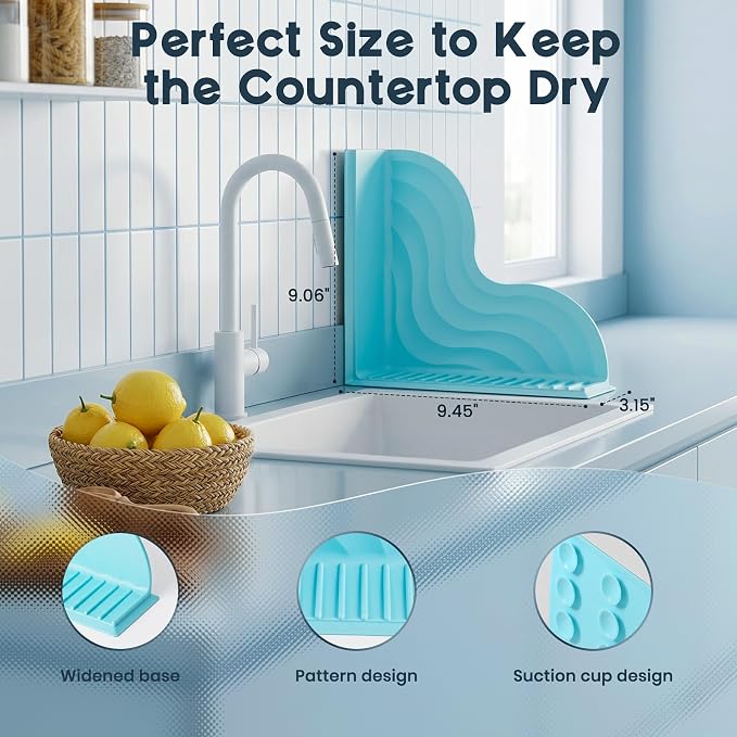 Shower Splash Guard for Bathtub 2 Packs, Silicone Bathtub Water Guard Kit, Waterproof Bath Tub Water Blocker, Shower Corner Guards to Keep Water in Shower or Bath - Blue